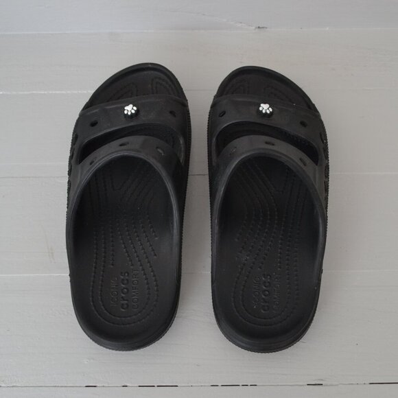 Crocs Unisex Black Slides Sandal Women's 8 Men's 6 Summer Slip-On Adult Classic - Picture 4 of 8